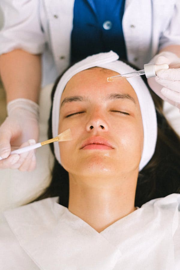Chemical peel solution being applied